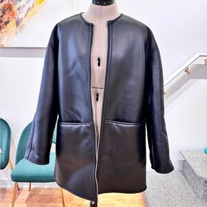 Zara Women's Sleek Black Leather Coat